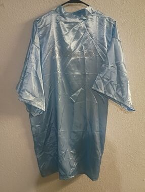 NWOT Light Blue Satin Bridesmaid Kimono Robe with Embellished Back